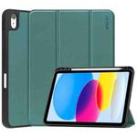 For iPad 10th Gen 10.9 2022 ENKAY TPU Back Cover Smart Leather Stand Tablet Case with Pen Slot(Dark Green)