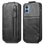 For Motorola Moto E22 Zipper Wallet Vertical Flip Leather Phone Case(Black)