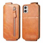 For Motorola Moto E22i Zipper Wallet Vertical Flip Leather Phone Case(Brown)