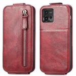 For Motorola Moto G72 Zipper Wallet Vertical Flip Leather Phone Case(Red)