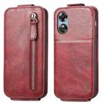 For OPPO A17 Zipper Wallet Vertical Flip Leather Phone Case(Red)