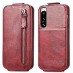 For Sony Xperia 5 IV Zipper Wallet Vertical Flip Leather Phone Case(Red)