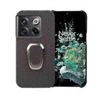 For OnePlus Ace Pro / 11T Ring Holder Litchi Texture Genuine Leather Phone Case(Black)