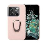 For OnePlus Ace Pro / 11T Ring Holder Litchi Texture Genuine Leather Phone Case(Pink)