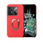 For OnePlus Ace Pro / 11T Ring Holder Litchi Texture Genuine Leather Phone Case(Red)