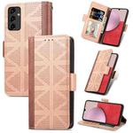 For Samsung Galaxy A14 5G Grid Leather Flip Phone Case(Khaki)