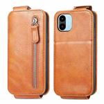 For Xiaomi Redmi A1 Zipper Wallet Vertical Flip Leather Phone Case(Brown)