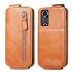 For ZTE Axon 30S Zipper Wallet Vertical Flip Leather Phone Case(Brown)