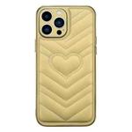For iPhone 14 D03 Love Heart PU Leather Electroplated Phone Case(Yellow)