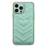 For iPhone 14 D03 Love Heart PU Leather Electroplated Phone Case(Green)