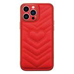 For iPhone 14 Pro D03 Love Heart PU Leather Electroplated Phone Case(Red)