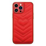 For iPhone 14 Plus D03 Love Heart PU Leather Electroplated Phone Case(Red)