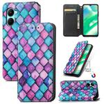For Realme C33 CaseNeo Colorful Magnetic Leather Phone Case(Purple Scales)