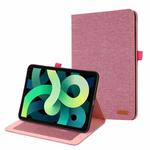 For iPad 10th 10.9 2022 Fabric Leather Tablet Case with Name Card Clip(Rose Red)