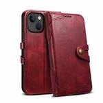 Suteni Calf Texture Buckle Wallet Leather Phone Case For iPhone 14 Plus(Red)