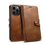 Suteni Calf Texture Buckle Wallet Leather Phone Case For iPhone 14 Pro Max(Brown)