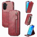 For Huawei Nova Y70 Zipper Wallet Vertical Flip Leather Phone Case(Red)