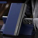 For Samsung Galaxy S23 Ultra 5G Side Electroplated Adsorption Leather Phone Case(Dark Blue)