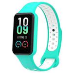 For Amazfit Band 7 Loop Two-Color Breathable Silicone Watch Band(Cyan + White)