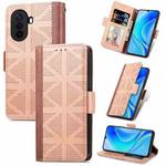 For Huawei Enjoy 50 Grid Leather Flip Phone Case(Khaki)