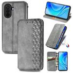 For Huawei Nova Y70 Cubic Grid Pressed Magnetic Leather Phone Case(Gray)