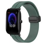 For Amazfit Pop Pro 20mm Solid Color Magnetic Clasp Silicone Watch Band(Olive Green)