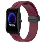 For Amazfit Pop Pro 20mm Solid Color Magnetic Clasp Silicone Watch Band(Burgundy)