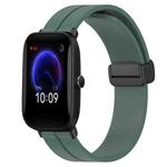 For Amazfit Pop 20mm Solid Color Magnetic Clasp Silicone Watch Band(Olive Green)