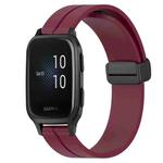 For Garmin Venu Sq 2 20mm Solid Color Magnetic Clasp Silicone Watch Band(Wine Red)