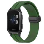 For Garmin Venu Sq 2 20mm Solid Color Magnetic Clasp Silicone Watch Band(Army Green)