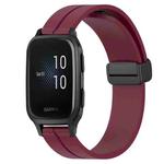 For Garmin Venu Sq 2 Music 20mm Solid Color Magnetic Clasp Silicone Watch Band(Wine Red)