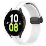 For Samsung Galaxy Watch 5 40mm 20mm Solid Color Magnetic Clasp Silicone Watch Band(White)