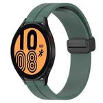 For Samsung Galaxy Watch4 44mm 20mm Solid Color Magnetic Clasp Silicone Watch Band(Olive Green)