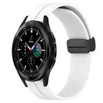 For Samsung  Galaxy Watch4 Classic 42mm 20mm Solid Color Magnetic Clasp Silicone Watch Band(White)