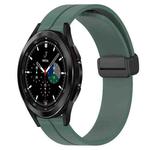 For Samsung  Galaxy Watch4 Classic 42mm 20mm Solid Color Magnetic Clasp Silicone Watch Band(Olive Green)