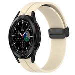 For Samsung  Galaxy Watch4 Classic 42mm 20mm Solid Color Magnetic Clasp Silicone Watch Band(Beige)