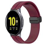 For Samsung Galaxy Watch Active2 40mm 20mm Solid Color Magnetic Clasp Silicone Watch Band(Wine Red)