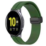 For Samsung Galaxy Watch Active2 40mm 20mm Solid Color Magnetic Clasp Silicone Watch Band(Army Green)