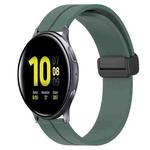 For Samsung Galaxy Watch Active2 44mm 20mm Solid Color Magnetic Clasp Silicone Watch Band(Olive Green)