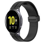 For Samsung Galaxy Watch Active2 44mm 20mm Solid Color Magnetic Clasp Silicone Watch Band(Black)