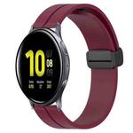 For Samsung Galaxy Watch Active2 44mm 20mm Solid Color Magnetic Clasp Silicone Watch Band(Wine Red)