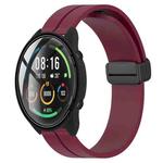 For Xiaomi MI Watch Color 22mm Solid Color Magnetic Clasp Silicone Watch Band(Wine Red)