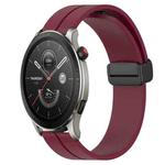 For Amazfit GTR 4 22mm Solid Color Magnetic Clasp Silicone Watch Band(Wine Red)