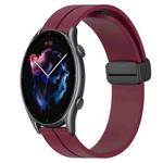 For Amazfit GTR 3 22mm Solid Color Magnetic Clasp Silicone Watch Band(Wine Red)