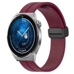 For Huawei Watch GT3 Pro 46mm 22mm Solid Color Magnetic Clasp Silicone Watch Band(Wine Red)