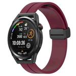 For Huawei Watch GT Runner 22mm Solid Color Magnetic Clasp Silicone Watch Band(Wine Red)