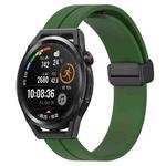 For Huawei Watch GT Runner 22mm Solid Color Magnetic Clasp Silicone Watch Band(Army Green)