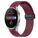 For Huawei Watch 3 Pro 22mm Solid Color Magnetic Clasp Silicone Watch Band(Wine Red)