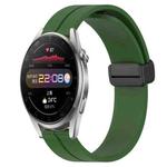 For Huawei Watch 3 Pro 22mm Solid Color Magnetic Clasp Silicone Watch Band(Army Green)