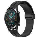 For Huawei GT2 46mm 22mm Solid Color Magnetic Clasp Silicone Watch Band(Black)